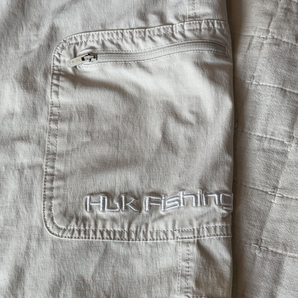 Huk Performance Fishing Short Mens XXL Tan Khaki Cargo Quick Dry Utility Pockets - Picture 2 of 6